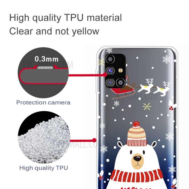 Christmas Style Pattern Printing TPU Phone Back Case for Samsung Galaxy M31s - Bear-4