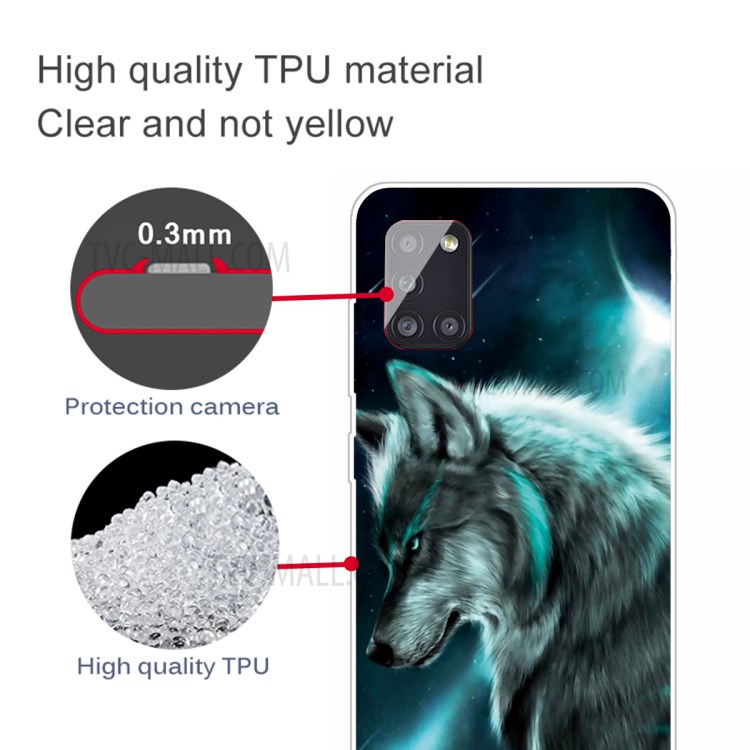 Pattern Printing TPU Phone Case for Samsung Galaxy A31 - Wolf-3