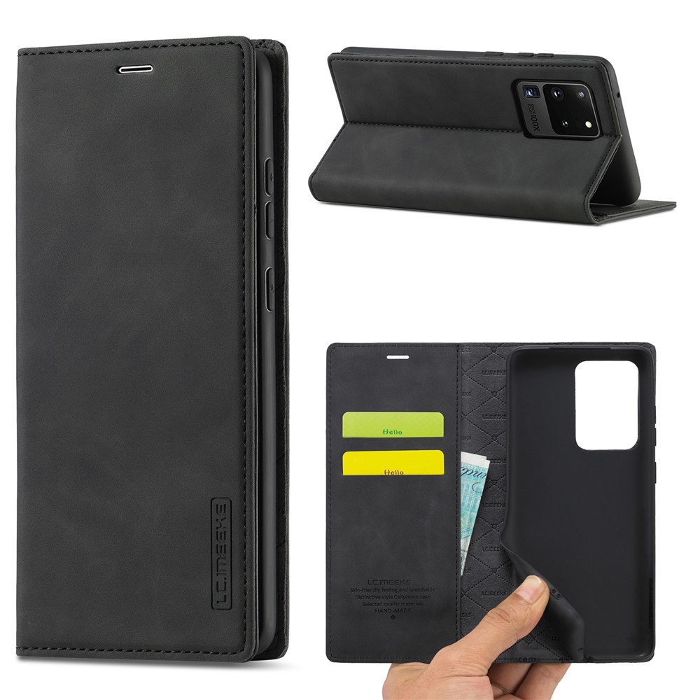 LC.IMEEKE LC Strong Magnetic Series Leather Wallet Phone Protective Shell for Samsung Galaxy S20 Ultra - Black-1