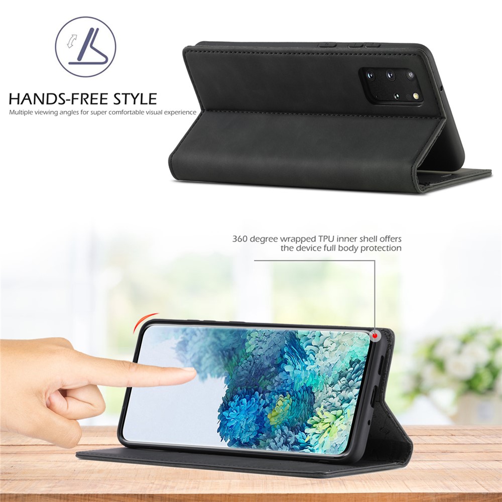 LC.IMEEKE LC Strong Magnetic Series Leather Wallet Phone Protective Shell for Samsung Galaxy S20 Ultra - Black-10