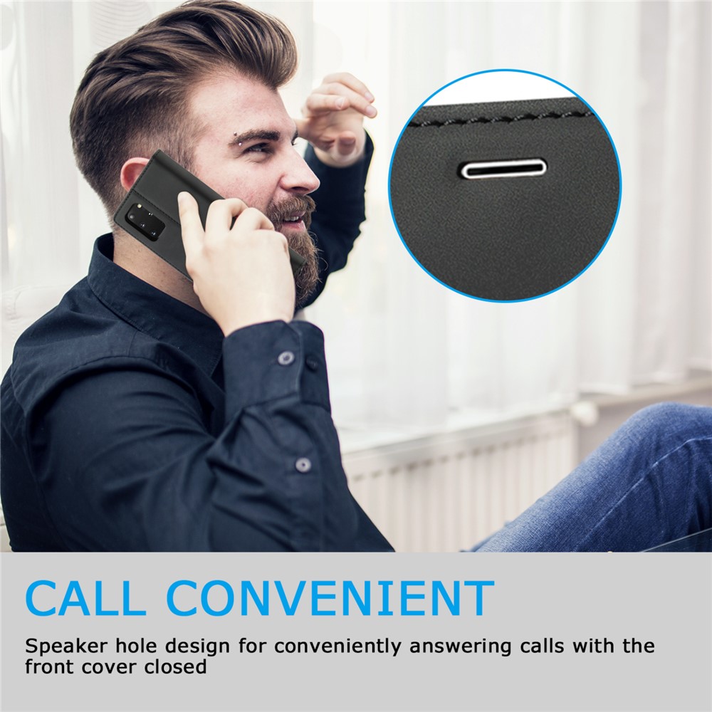 LC.IMEEKE LC Strong Magnetic Series Leather Wallet Phone Protective Shell for Samsung Galaxy S20 Ultra - Black-11