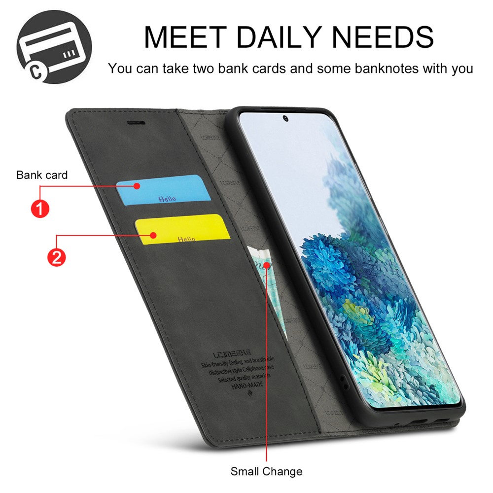 LC.IMEEKE LC Strong Magnetic Series Leather Wallet Phone Protective Shell for Samsung Galaxy S20 Ultra - Black-15