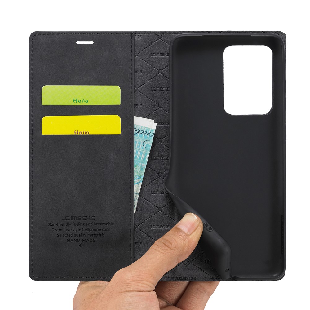 LC.IMEEKE LC Strong Magnetic Series Leather Wallet Phone Protective Shell for Samsung Galaxy S20 Ultra - Black-8