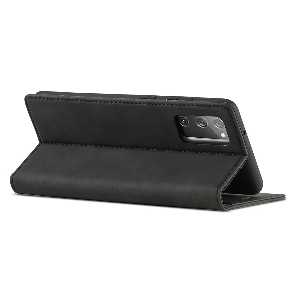 LC. IMEEKE TPU + PU Cuero Auto-absorbida Cáscara Protectora Del Teléfono Magnético Para La Galaxia S20 FE / S20 Edición Ventilador / S20 FE 5G / S20 Edición Ventilador Lite 5G / S20 - Negro-12
