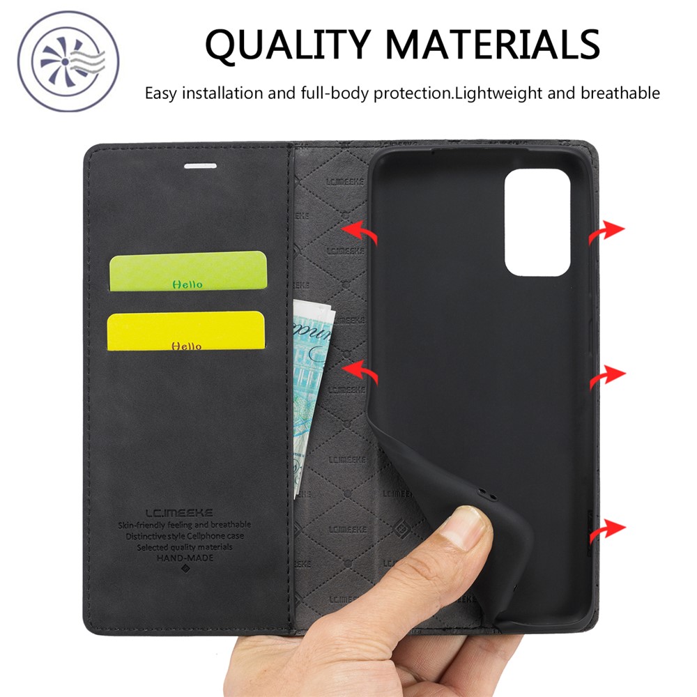 LC. IMEEKE TPU + PU Cuero Auto-absorbida Cáscara Protectora Del Teléfono Magnético Para La Galaxia S20 FE / S20 Edición Ventilador / S20 FE 5G / S20 Edición Ventilador Lite 5G / S20 - Negro-3