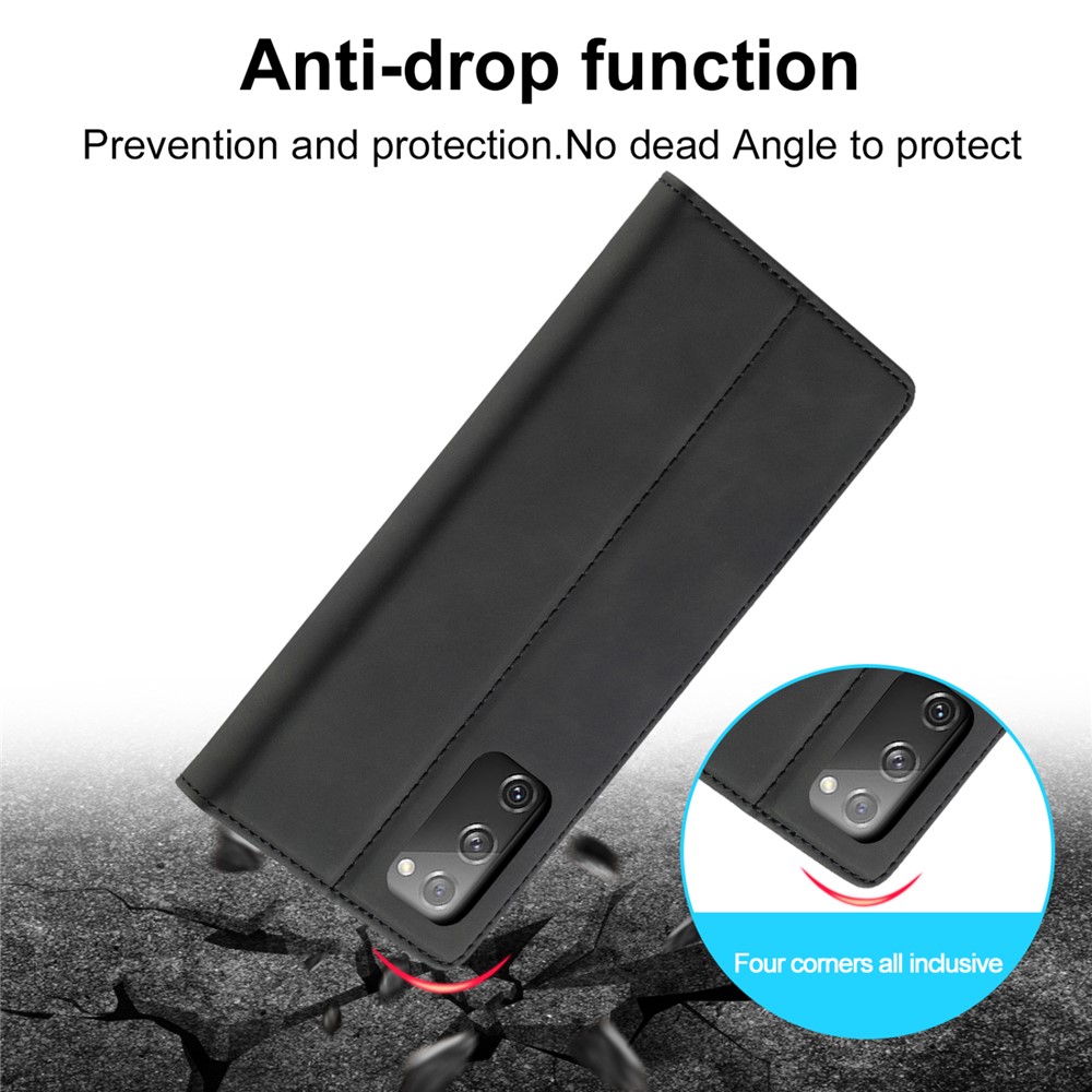 LC. IMEEKE TPU + PU Cuero Auto-absorbida Cáscara Protectora Del Teléfono Magnético Para La Galaxia S20 FE / S20 Edición Ventilador / S20 FE 5G / S20 Edición Ventilador Lite 5G / S20 - Negro-6