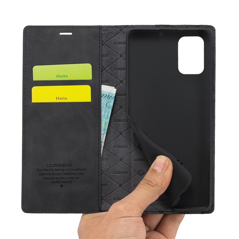LC.IMEEKE LC Leather Wallet Auto Absorbed Phone Protector for Samsung Galaxy A51 SM-A515/M40S - Black-13