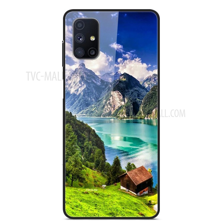 Dazzle Pattern Printing Glass Cover PC+TPU Hybrid Case for Samsung Galaxy M51 (Side Fingerprint) - Castle Peak Hut-1