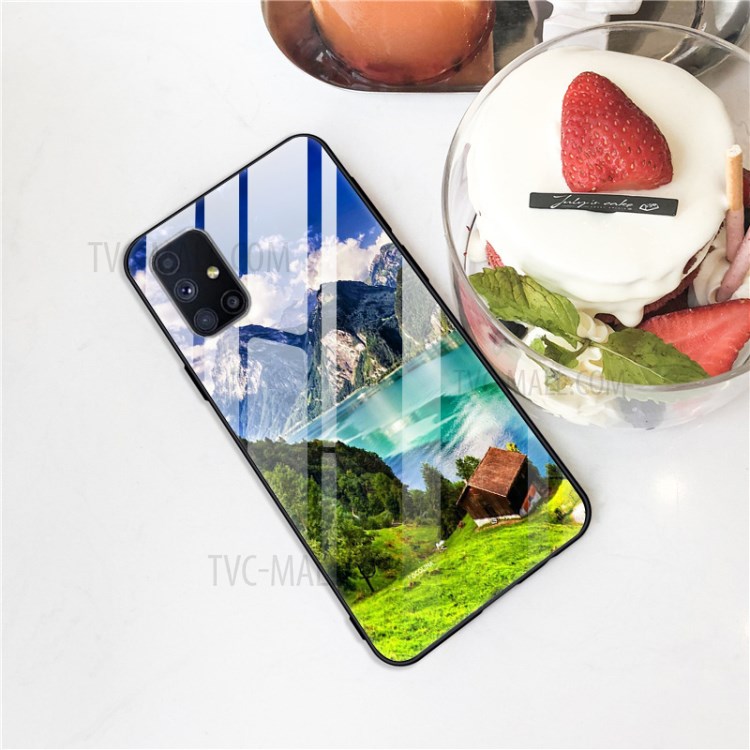 Dazzle Pattern Printing Glass Cover PC+TPU Hybrid Case for Samsung Galaxy M51 (Side Fingerprint) - Castle Peak Hut-2