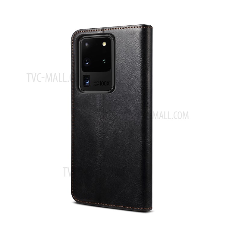TPU + PU Waxy Crazy Horse Texture Leather Phone Cover Case for Samsung Galaxy S20 Ultra - Black-3