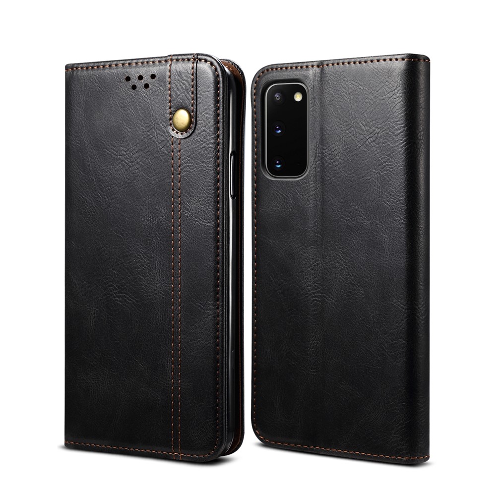 Waxy Crazy Horse Texture Leather Phone Cover Case for Samsung Galaxy S20 FE/S20 Fan Edition/S20 FE 5G/S20 Fan Edition 5G/S20 Lite - Black-1