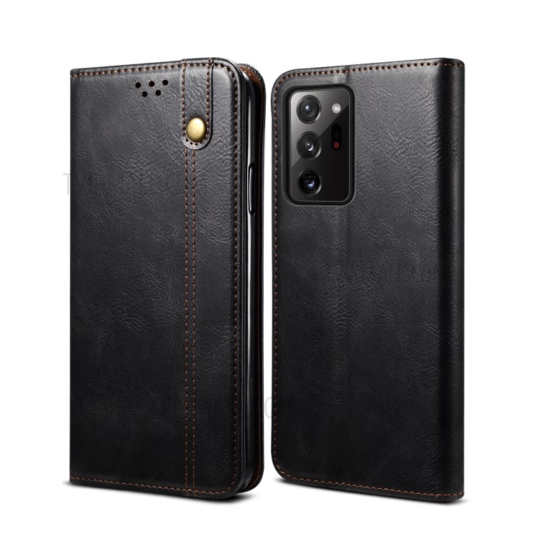 Leisure Style Waxy Crazy Horse Texture Phone Leather Cover Shell for Samsung Galaxy S20 Plus/S20 Plus 5G - Black-1