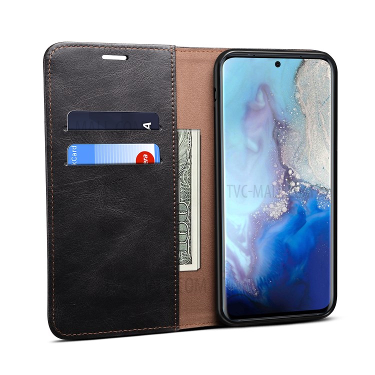 Leisure Style Waxy Crazy Horse Texture Phone Leather Cover Shell for Samsung Galaxy S20 Plus/S20 Plus 5G - Black-5