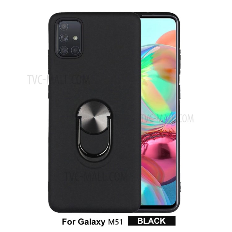 Detachable 2 in 1 Protector Cover with Electropalting Finger Ring Kickstand for Samsung Galaxy M51 (Side Fingerprint Version) - Black-1