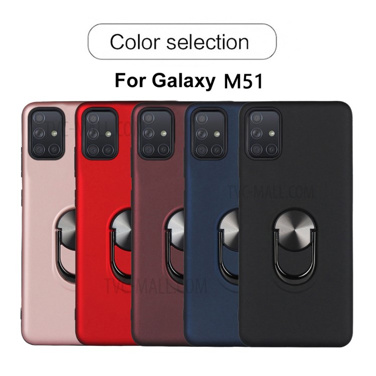 Detachable 2 in 1 Protector Cover with Electropalting Finger Ring Kickstand for Samsung Galaxy M51 (Side Fingerprint Version) - Black-10