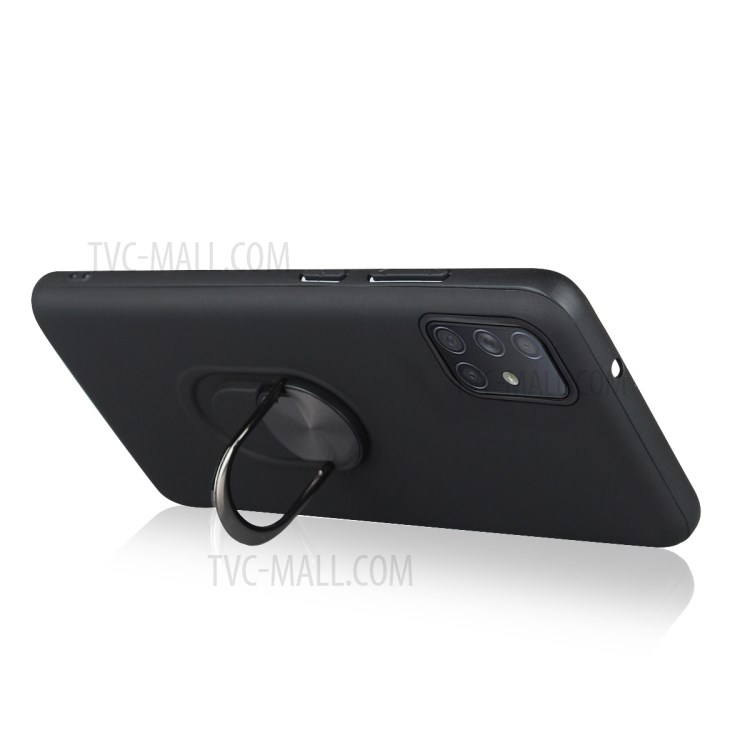 Detachable 2 in 1 Protector Cover with Electropalting Finger Ring Kickstand for Samsung Galaxy M51 (Side Fingerprint Version) - Black-3