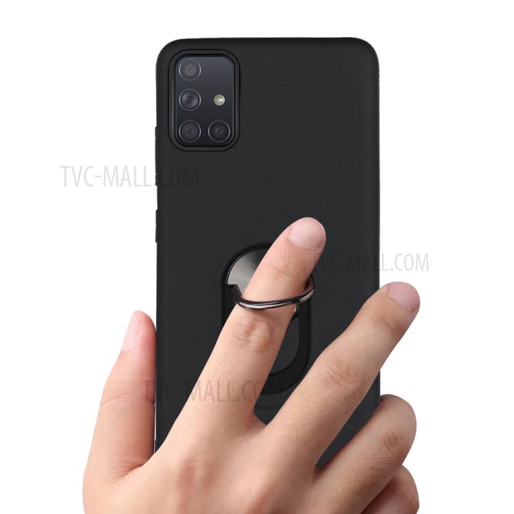 Detachable 2 in 1 Protector Cover with Electropalting Finger Ring Kickstand for Samsung Galaxy M51 (Side Fingerprint Version) - Black-4