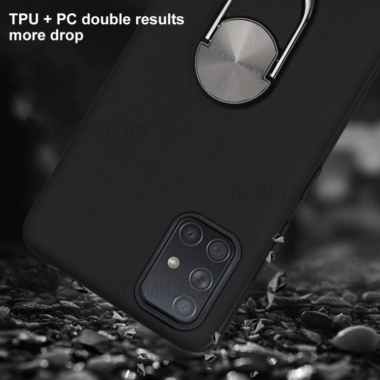 Detachable 2 in 1 Protector Cover with Electropalting Finger Ring Kickstand for Samsung Galaxy M51 (Side Fingerprint Version) - Black-5