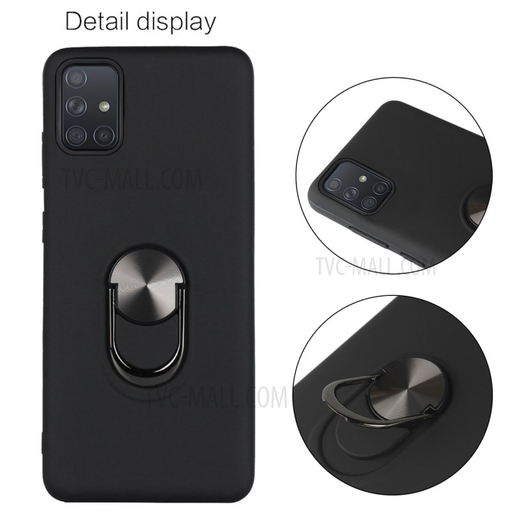 Detachable 2 in 1 Protector Cover with Electropalting Finger Ring Kickstand for Samsung Galaxy M51 (Side Fingerprint Version) - Black-6