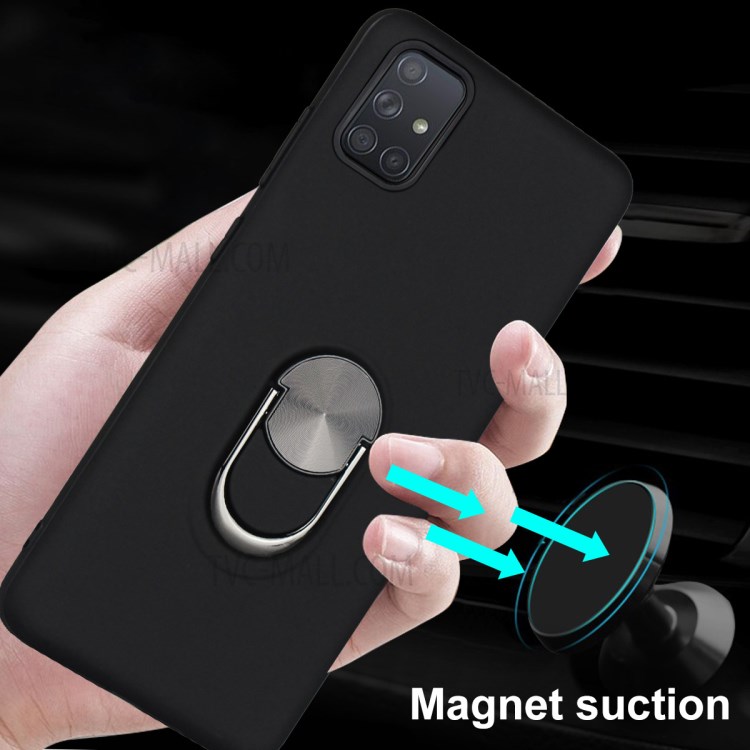 Detachable 2 in 1 Protector Cover with Electropalting Finger Ring Kickstand for Samsung Galaxy M51 (Side Fingerprint Version) - Black-7