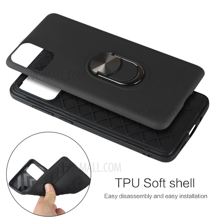 Detachable 2 in 1 Protector Cover with Electropalting Finger Ring Kickstand for Samsung Galaxy M51 (Side Fingerprint Version) - Black-8