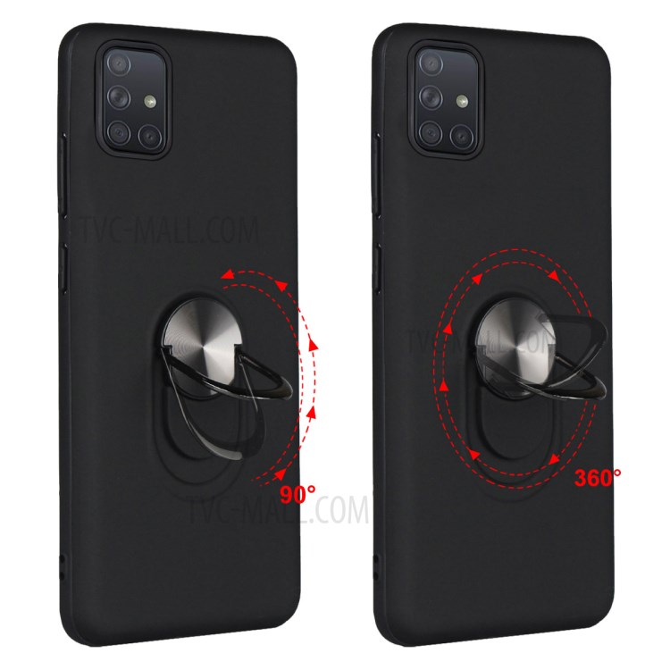 Detachable 2 in 1 Protector Cover with Electropalting Finger Ring Kickstand for Samsung Galaxy M51 (Side Fingerprint Version) - Black-9