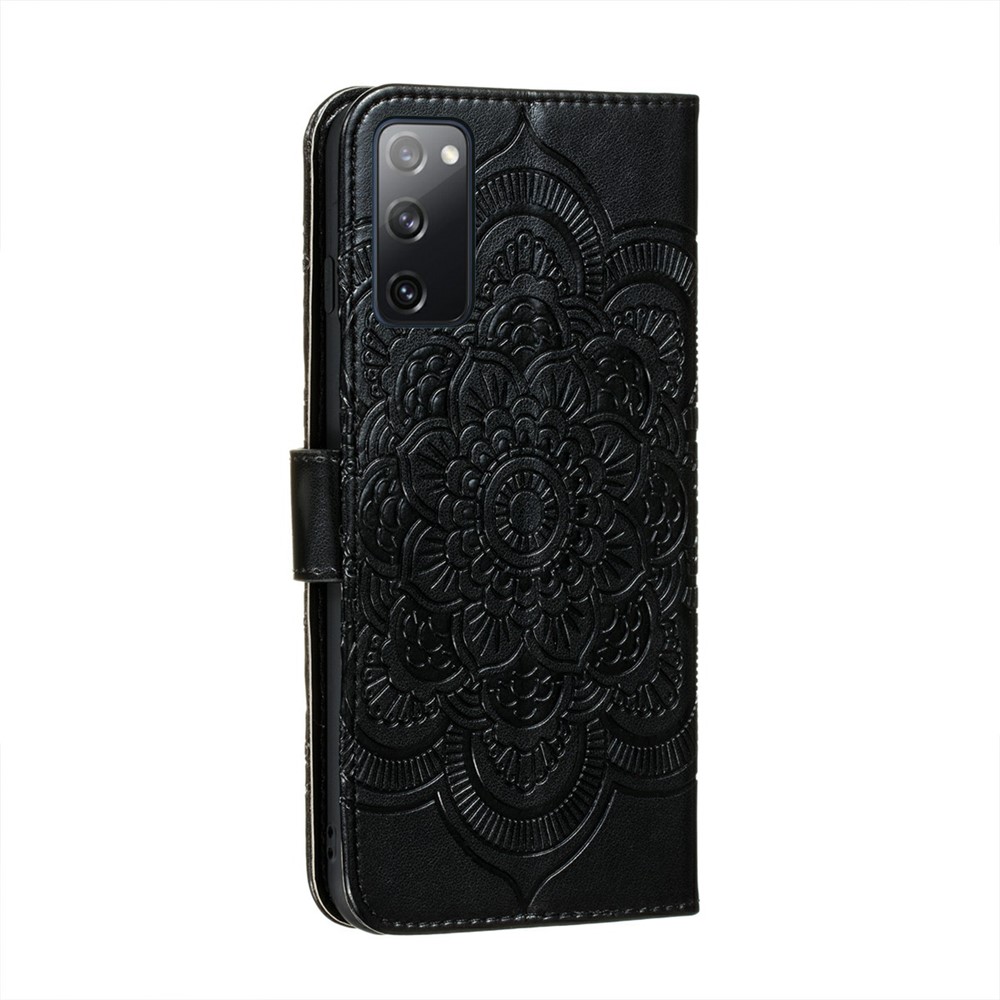 Imprint Mandala Flower Leather Protective Cover for Samsung Galaxy S20 FE/S20 Fan Edition/S20 FE 5G/S20 Fan Edition 5G - Black-2