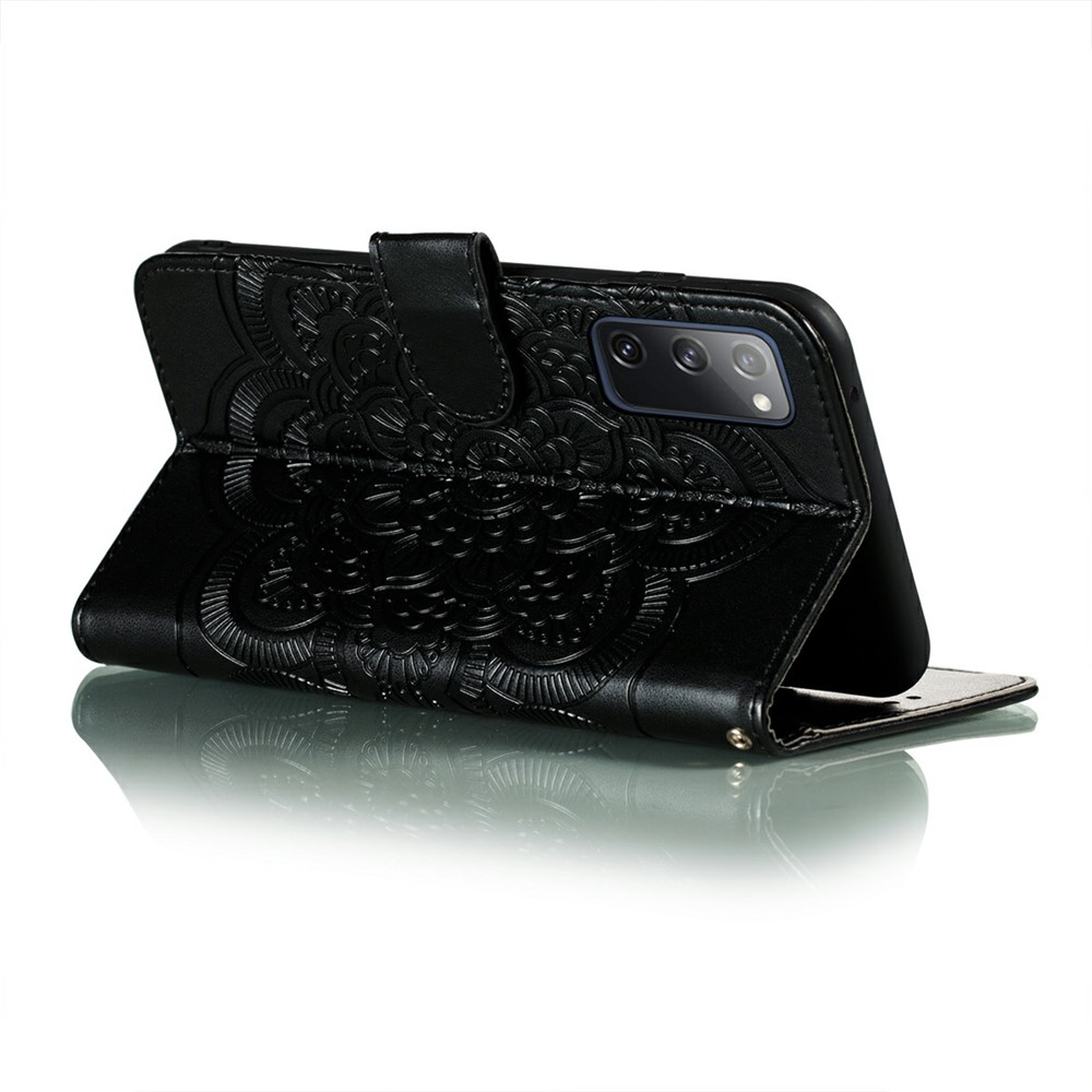 Imprint Mandala Flower Leather Protective Cover for Samsung Galaxy S20 FE/S20 Fan Edition/S20 FE 5G/S20 Fan Edition 5G - Black-4