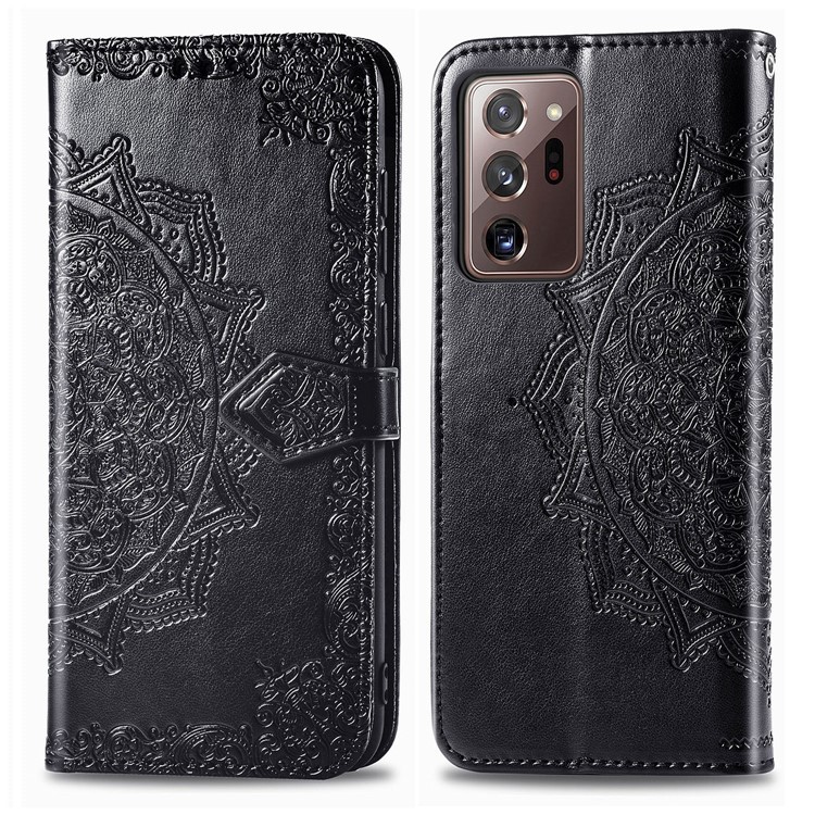 Embossed Mandala Flower Leather Case with Wallet Stand for Samsung Galaxy Note20 Ultra 5G / Galaxy Note20 Ultra - Black-2