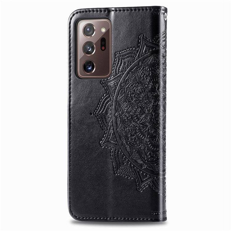 Embossed Mandala Flower Leather Case with Wallet Stand for Samsung Galaxy Note20 Ultra 5G / Galaxy Note20 Ultra - Black-4
