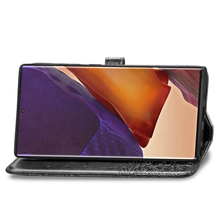 Embossed Mandala Flower Leather Case with Wallet Stand for Samsung Galaxy Note20 Ultra 5G / Galaxy Note20 Ultra - Black-6