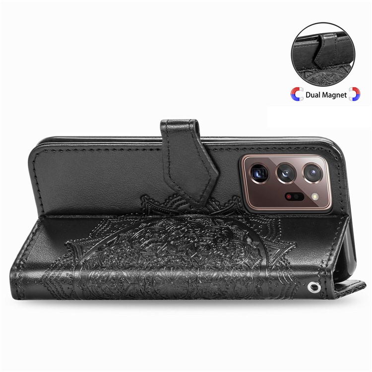 Embossed Mandala Flower Leather Case with Wallet Stand for Samsung Galaxy Note20 Ultra 5G / Galaxy Note20 Ultra - Black-7