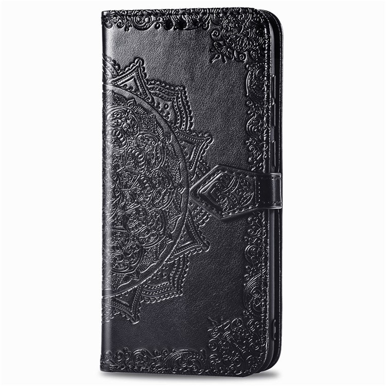 Embossed Mandala Flower Leather Case with Wallet Stand for Samsung Galaxy A21s - Black-3
