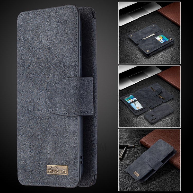 Detachable 2 in 1 Matte Surface Leather Wallet Stand Cell Phone Cover Case for Samsung Galaxy A40 - Black-11