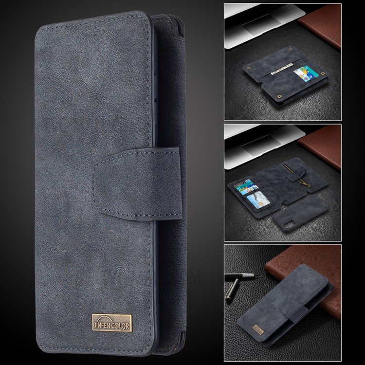 Matte Leather Wallet Stand Cell Phone Detachable 2 in 1 Cover Case for Samsung Galaxy A41 (Global Version) - Black-11