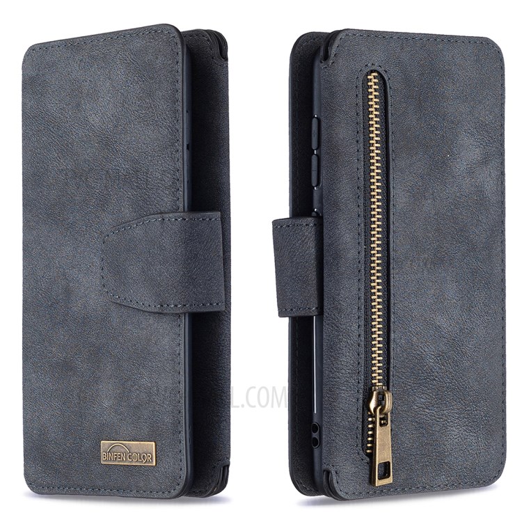 Matte Leather Wallet Stand Cell Phone Detachable 2 in 1 Cover Case for Samsung Galaxy A41 (Global Version) - Black-4