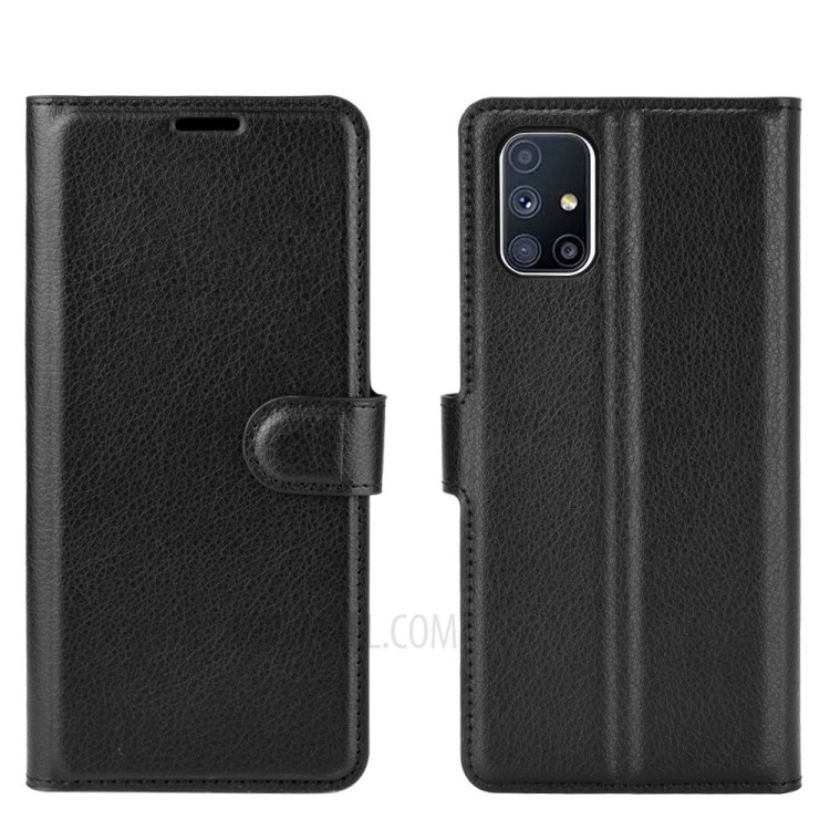Litchi Texture Wallet Stand Leather Protector Cover for Samsung Galaxy M51 - Black-2
