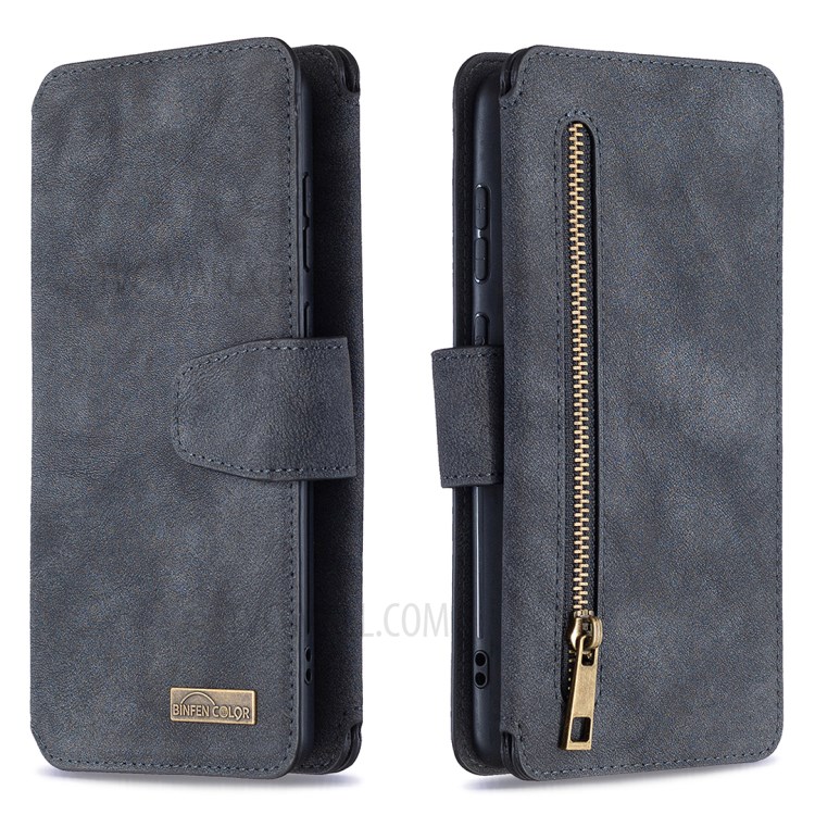 Detachable 2 in 1 Matte Surface PU Leather Zippered Wallet Cell Phone Cover Case for Samsung Galaxy A81/Note 10 Lite - Black-4