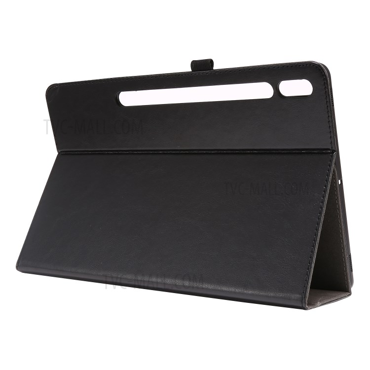 Crazy Horse Texture Two-Fold Design Leather Cover Case for Samsung Galaxy Tab S7 Plus - Black-5