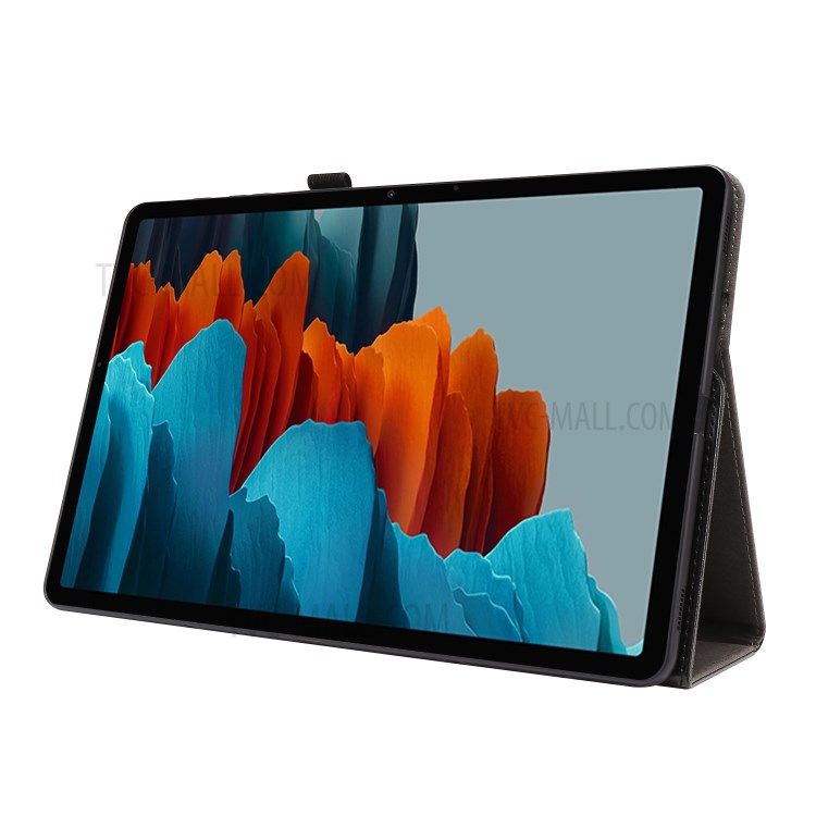 Crazy Horse Texture Two-Fold Design Leather Cover Case for Samsung Galaxy Tab S7 Plus - Black-7