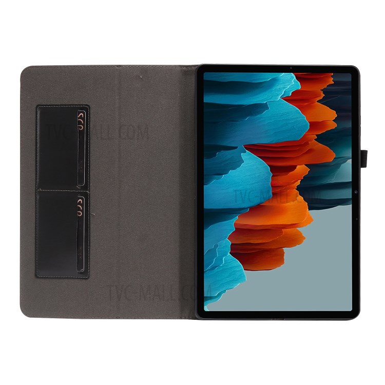 Crazy Horse Texture Two-Fold Design Leather Cover Case for Samsung Galaxy Tab S7 Plus - Black-8