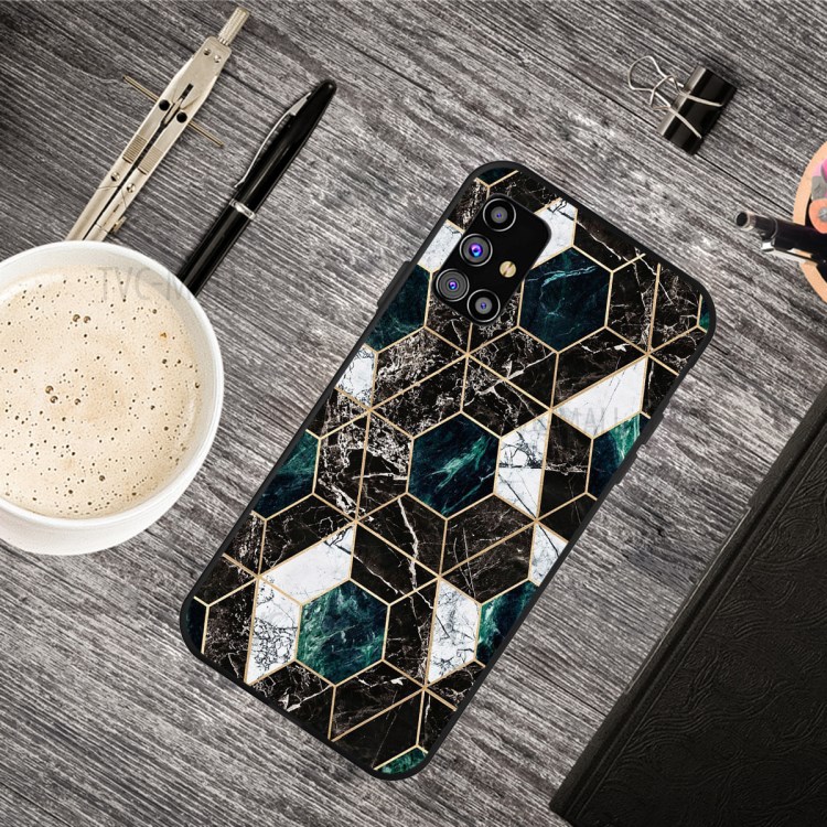 Matte Black TPU Fashion Marble Texture Shell for Samsung Galaxy M51 - Style A-2
