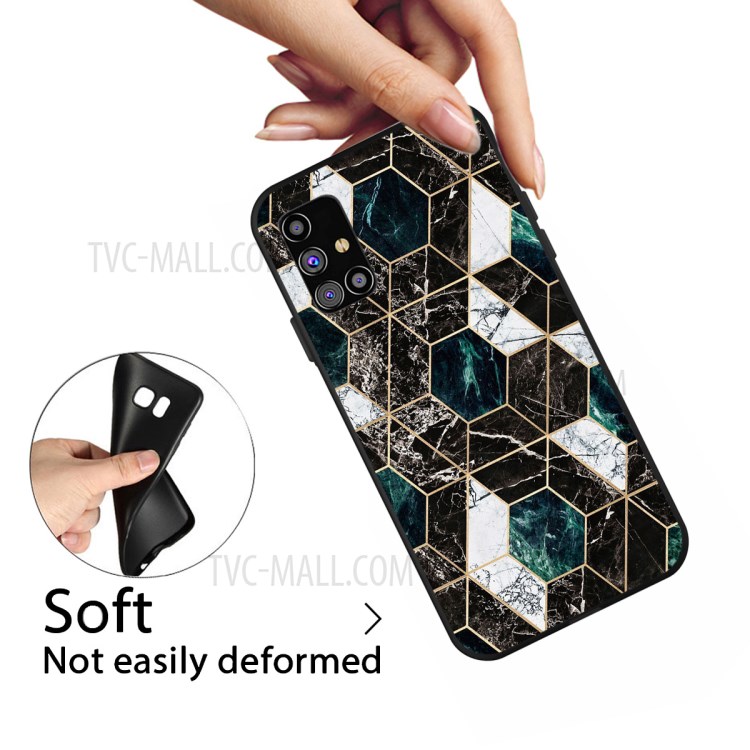 Matte Black TPU Fashion Marble Texture Shell for Samsung Galaxy M51 - Style A-3