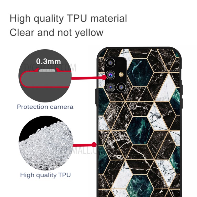 Matte Black TPU Fashion Marble Texture Shell for Samsung Galaxy M51 - Style A-4