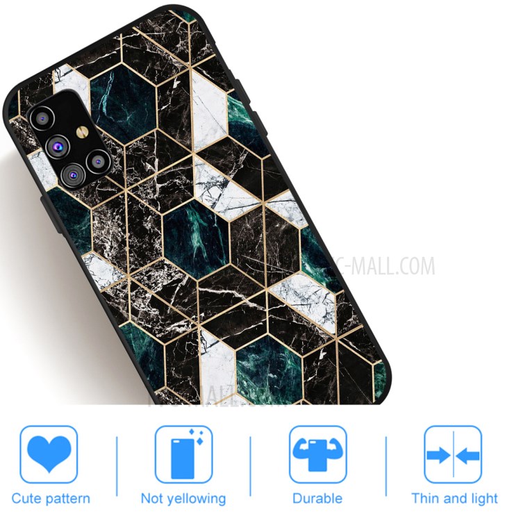 Matte Black TPU Fashion Marble Texture Shell for Samsung Galaxy M51 - Style A-5