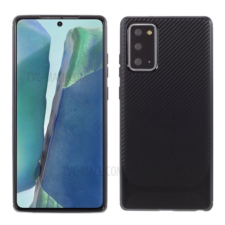 Soft TPU Carbon Fiber Texture Protective Phone Case for Samsung Galaxy Note20/Note20 5G - Black-1