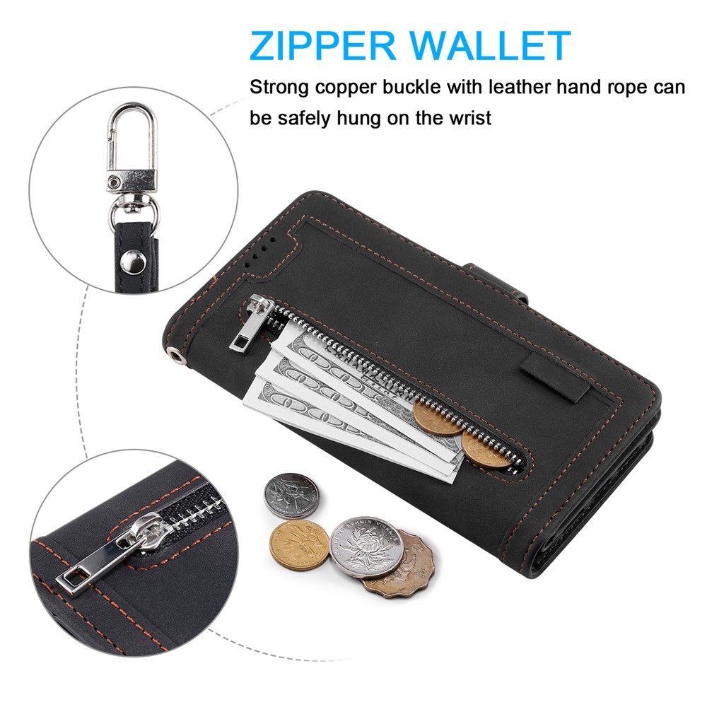 Zipper Pocket 9 Card Slots Leather Wallet Case for Samsung Galaxy S20 FE/S20 Fan Edition/S20 FE 5G/S20 Fan Edition 5G - Black-11
