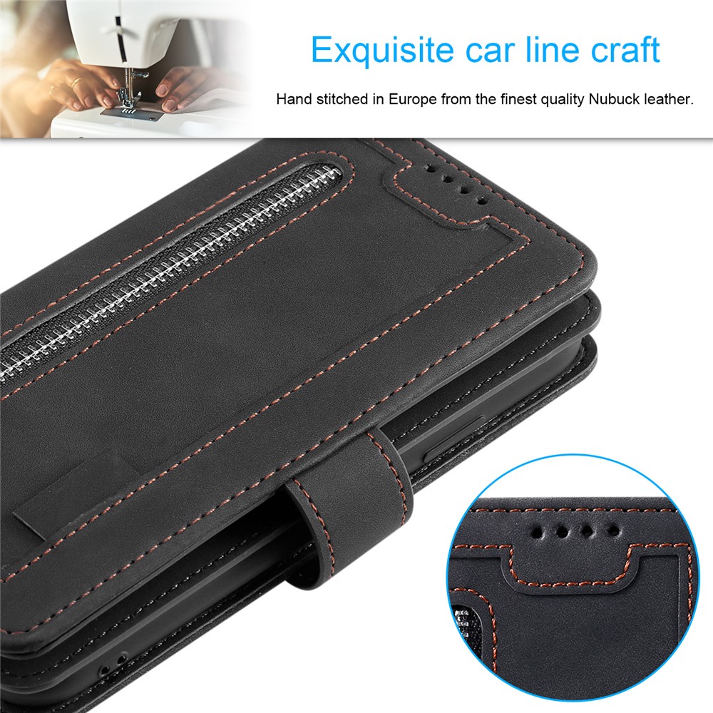 Zipper Pocket 9 Card Slots Leather Wallet Case for Samsung Galaxy S20 FE/S20 Fan Edition/S20 FE 5G/S20 Fan Edition 5G - Black-12