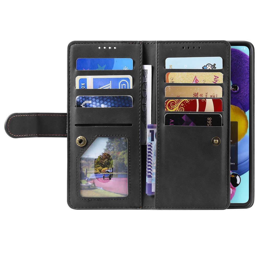 Zipper Pocket 9 Card Slots Leather Wallet Case for Samsung Galaxy S20 FE/S20 Fan Edition/S20 FE 5G/S20 Fan Edition 5G - Black-4