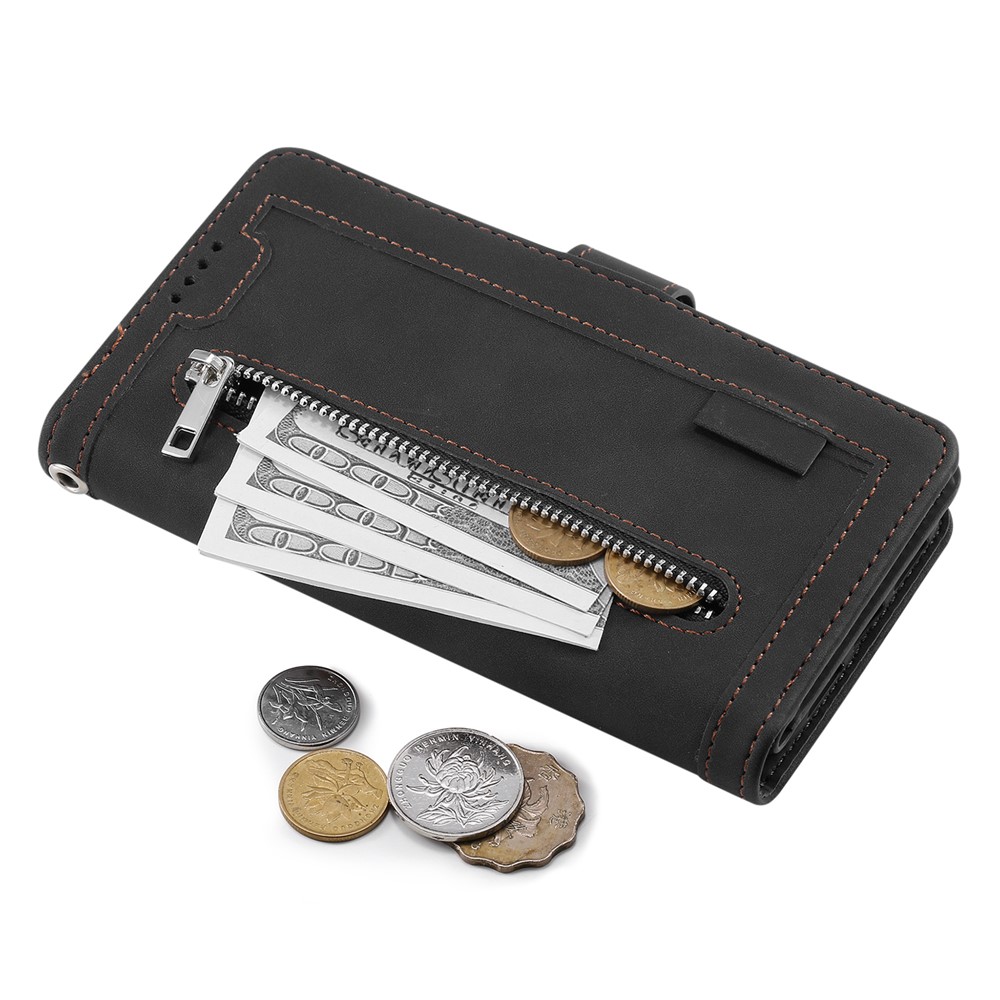 Zipper Pocket 9 Card Slots Leather Wallet Case for Samsung Galaxy S20 FE/S20 Fan Edition/S20 FE 5G/S20 Fan Edition 5G - Black-9